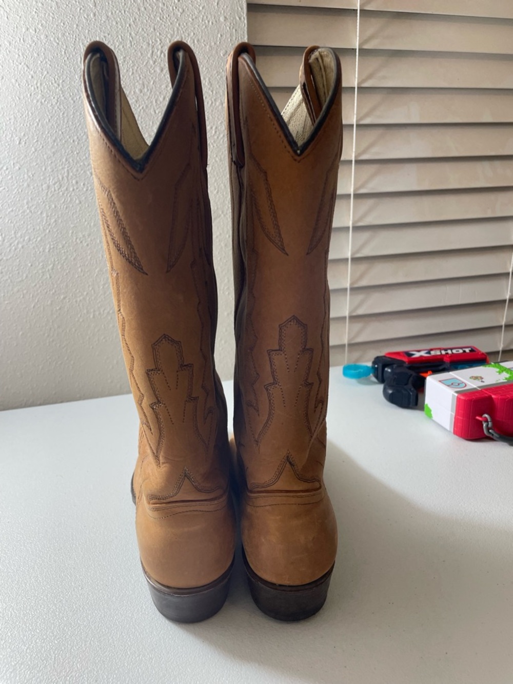 Vintage Dan Post Marlboro Cowboy Boots Leather Brown Womens 8 M USA P2552 - Picture 3 of 12
